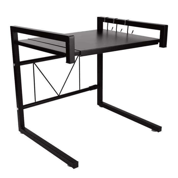 OUUTMEE Étagère à Micro-ondes à 3 Niveaux - Blanc - Étagère à Micro-ondes Réglable En Hauteur En Acier Au Carbone - Organiseur De Table De Cuisine Pliable Pour Grille-pain, Serviettes