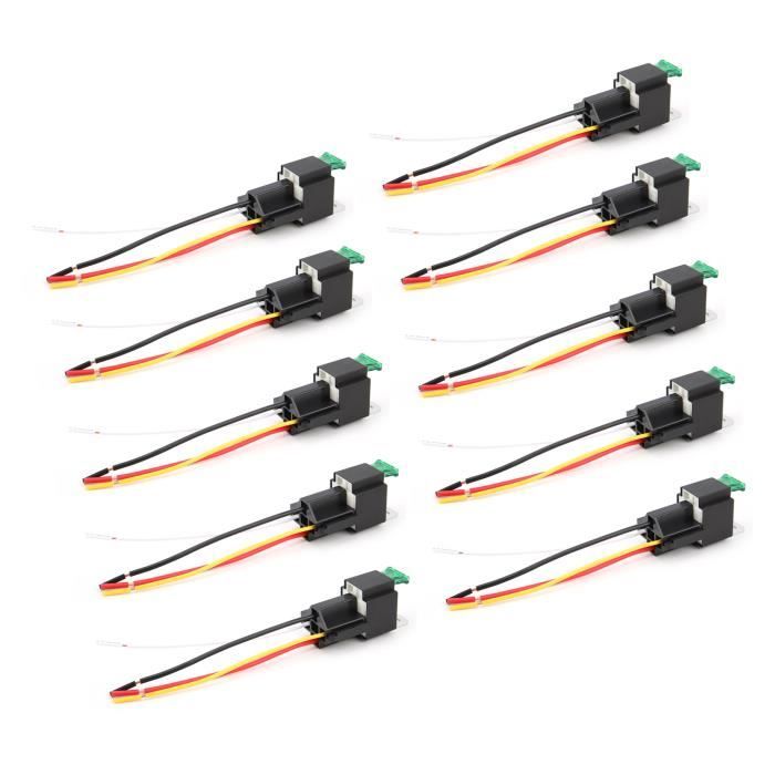 Kit 3 Relais Automobile 4 Broches 12V 30A SPST Avec Fusibles ATO/ATC Et Faisceau Câble Coloré - Voiture Moto Camion Bateau