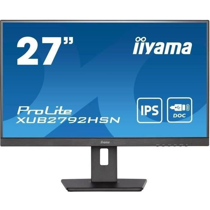 Ecran PC IIYAMA ProLite XUB2792HSN B5 27 FHD Dalle IPS 4 ms 75Hz HDMI DisplayPort USB C Dock USB Hub Pied regl