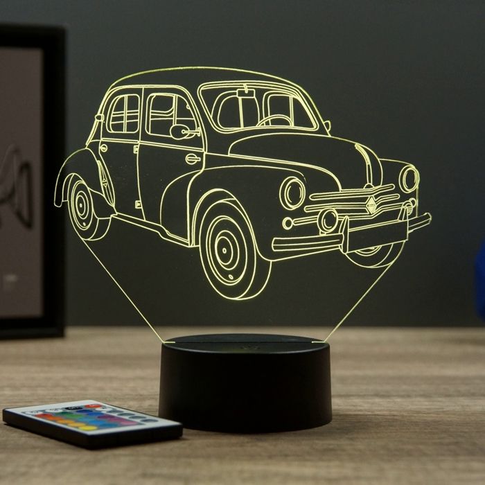 Lampe 3D Renault 4CV 1960 – LED – Idée Cadeau – Fabriquée en France
