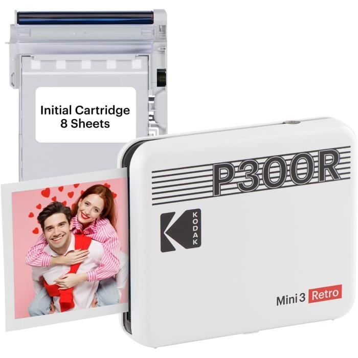 Imprimante Photo Portable - KODAK - Mini 3 Retro - 4PASS - Bluetooth - 76x76cm - Blanc