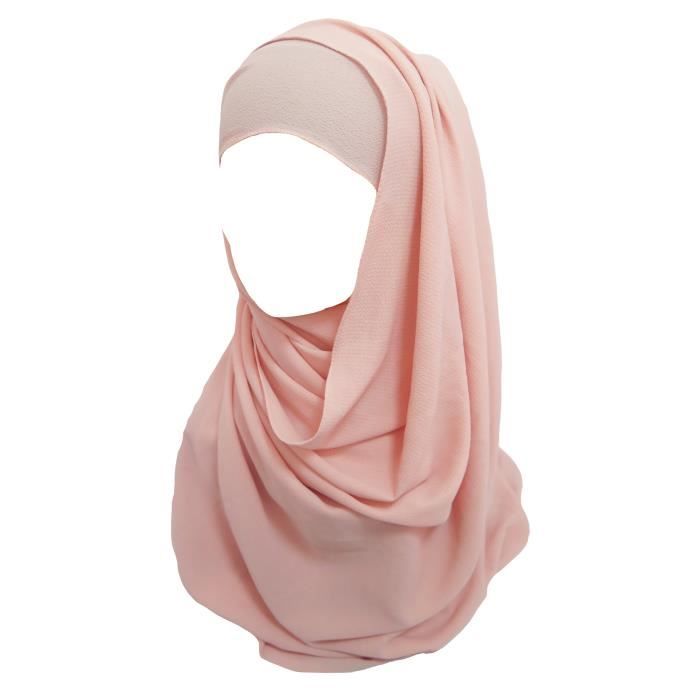 hijab pour femmes foulard écharpe turban châle islamique, tissu en crêpe bubble (pêche)