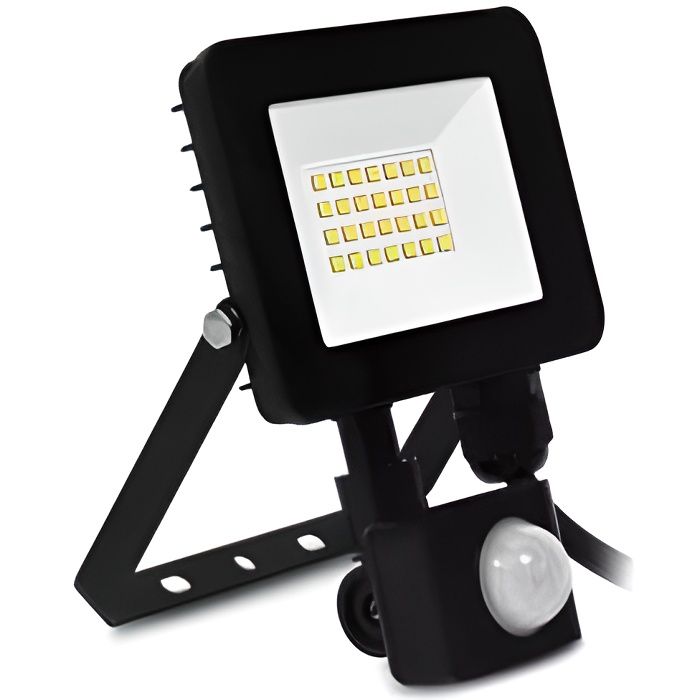 projecteur led noir 20w avec détecteur de mouvement - miidex lighting - contemporain - ip65