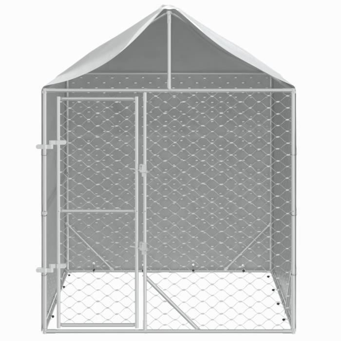 Comparer les prix de Chenil d'extérieur pour chiens avec toit argenté 2x2x2,5 m Mothinessto LY0228