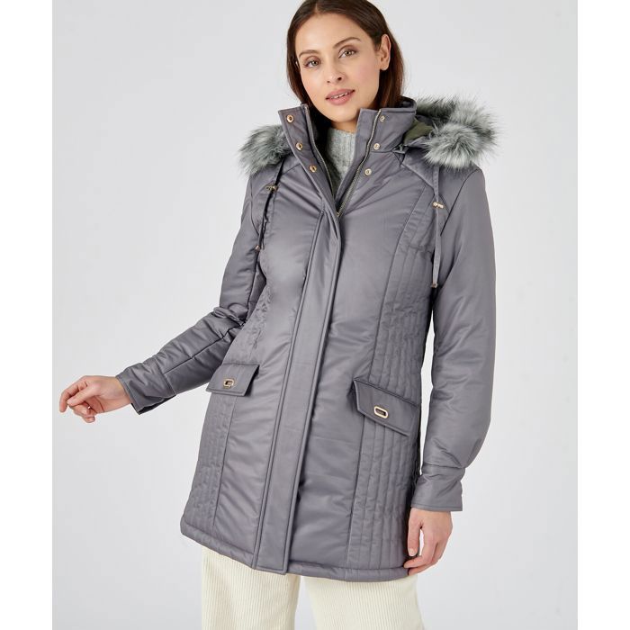 Damart Parka Thermolactyl à piqûres fantaisie Anthracite