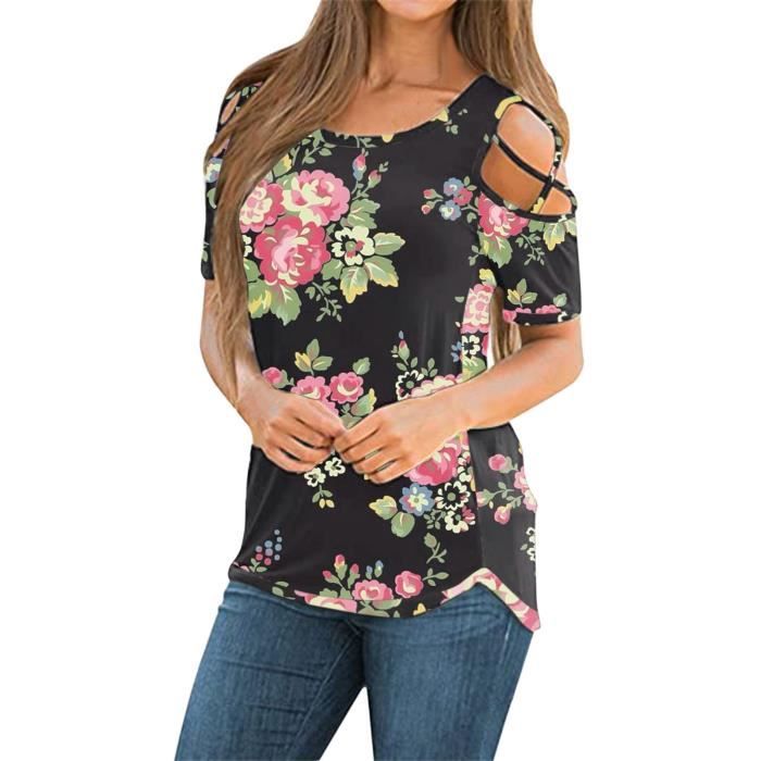Haut Femme épaules Dénudées (off Shoulder) Manches Courtes - Marque Lucky Brand, Taille M, Multicolore, Neuf Sans étiquette