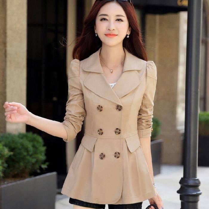 Manteau long croisé sale femme