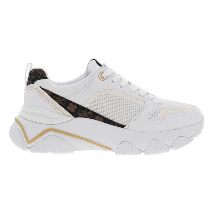 Baskets basses femme semelle compens e Guess blanches Blanc