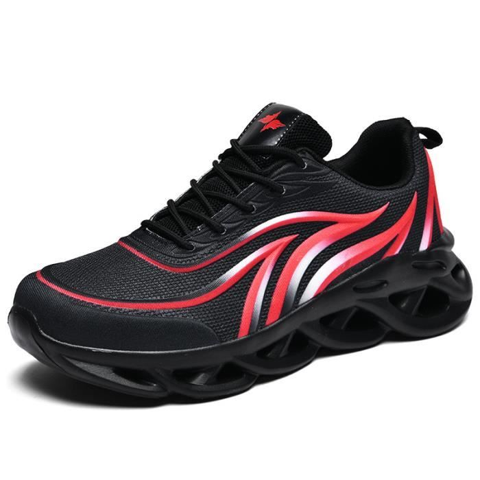 INSFITY Sneakers Homme en Maille Respirante Casual Fashion Flamme - Rouge-Noir - INSFITY - Plat - Lacets