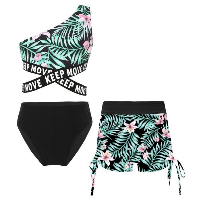 MAILLOT DE BAIN 2 pièces tankini imprimé rembourré garçon MAILLOT DE BAIN une pièce. Noir2