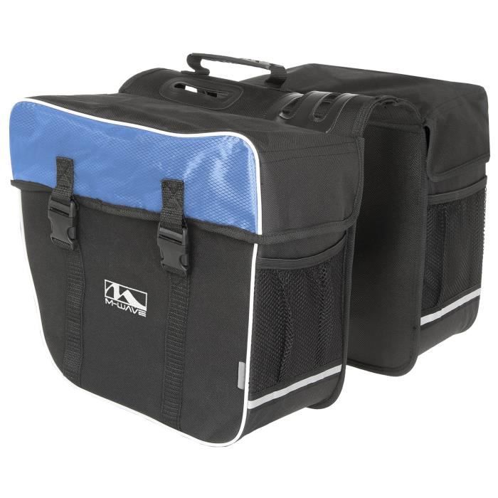 Sac double M-Wave Amsterdam bleu 30L en nylon pour vélo loisir mixte enfant avec système d'attache à lanières