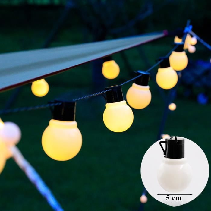 Guirlande Lumineuse 5 Mètres 50 LED Blanc Chaud - Alimentation Piles, IP44, 8 Modes + Minuterie - Pour Intérieur/extérieur, Noël, Jardin, Fêtes