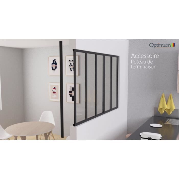 OPTIMUM Poteau terminaison verrière - H1150 - Noir