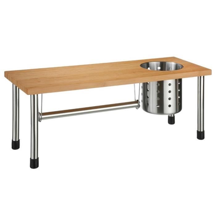 Etagère porte ustensile + essuie tout en bambou naturel - Dim : L.55 x l.20 x H.21cm Etagère porte ustensile + essuie tout en bambou naturel - Dim : L.55 x l.20 x H.21cm