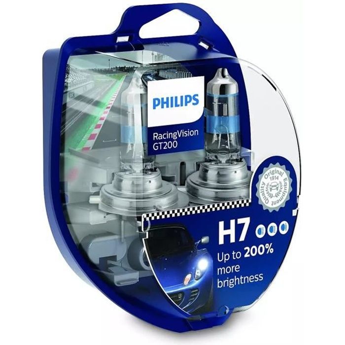 Philips RacingVision GT200 H7 lampe pour éclairage avant +200%, set de 2