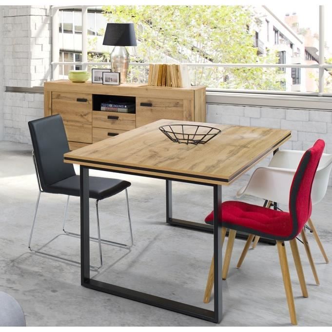 Table pour salle à manger MALAGA (160 cm) - Plateau effet bois naturel