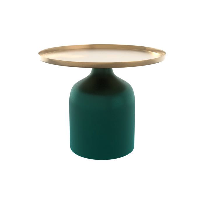 Table dappoint ronde en métal vert et laiton D49 cm - Lyne - Maison Pavane