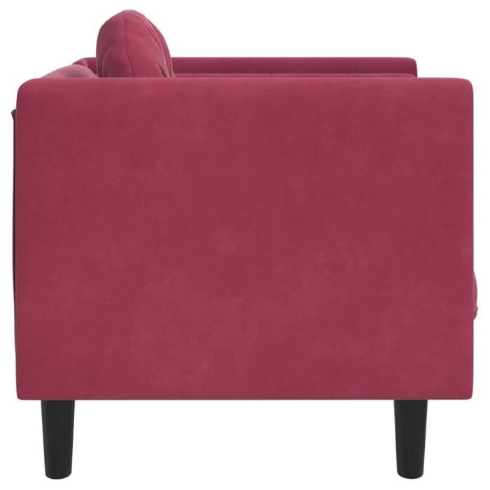 Fauteuil - SALALIS - Rouge Bordeaux - Velours 100% Polyester - Dimensions 71x77x70 cm - 1 Place