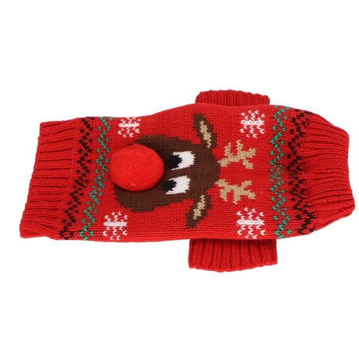 Comparer les prix de Pulls de Noël pour petits et moyens chiens - SALUTUYA - motif élan - fibre acrylique - rouge