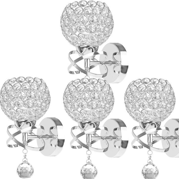 Applique Murale Cristal Moderne - Or - 2 Pack Avec Interrupteur à Tirette, Culot E14