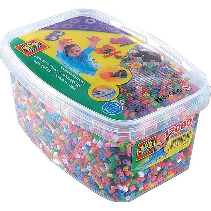 SES - Boîte de 12000 perles à repasser sans PVC - Enfant - Boîtes 12000 Perles Mix