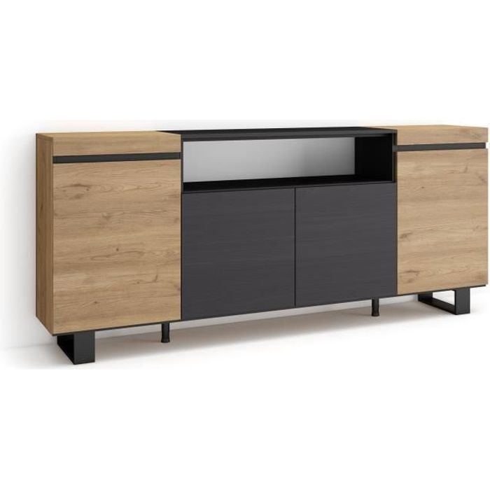 Buffet Bahut Enfilade Meuble de Séjour 200x35x87cm Meuble de séjour couleur Chêne et noir RF2289 Buffet Bahut Enfilade Meuble de Séjour 200x35x87cm Meuble de séjour couleur Chêne et noir RF2289