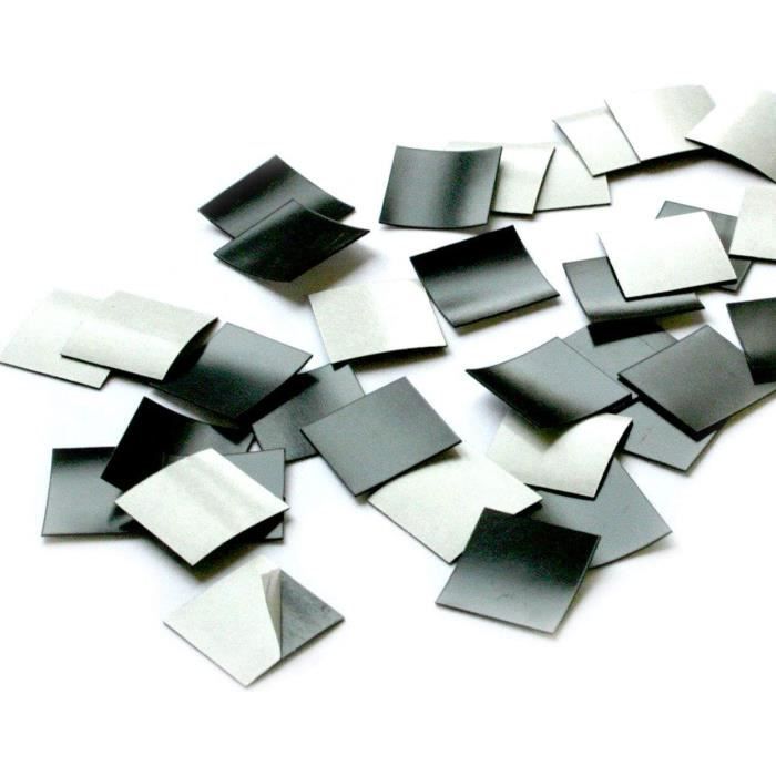600 Aimants Autocollants 20x20 Mm - Feuilles Magnétiques Flexibles Noires, 1 Mm D'épaisseur | Pour Photos, Notes, Posters, Tableau Blanc