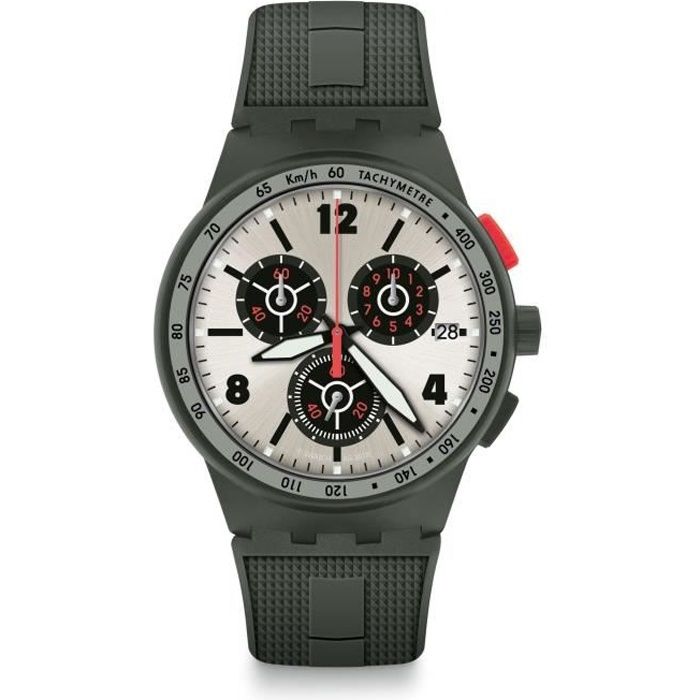 Swatch Verdone Homme 42mm Bracelet Silicone Vert Quartz Montre SUSG405 , -  Achat/vente montre - Cdiscount