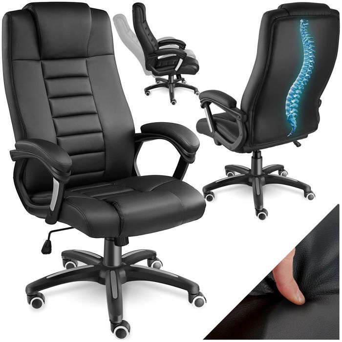 Fauteuil de direction nuque et assise rembourr&eacute;es noir