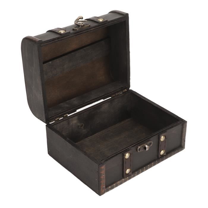 Coffre Au Trésor En Simili Cuir Marron - Style Bois - Avec Couvercle