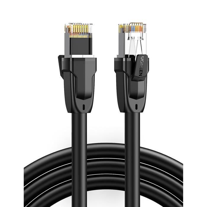 Câble Ethernet Cat 8 Plat 6M - Ultra Rapide 40 Gbps, Compatible Routeur, PC, TV, Box