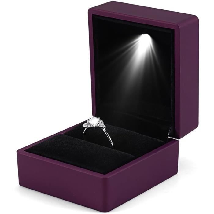 Boîte à Bagues LED Pour Proposition – Écrin Velours Avec Éclairage Intégré (Bleu, Gris, Rouge) - 7