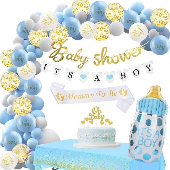 Baby Shower Decoration Garcon, Bleu Arche Ballon Baby Shower Deco, Gender  Reveal Party Decoration Avec Mummy To Be Ceintures [H6354] - Cdiscount  Maison