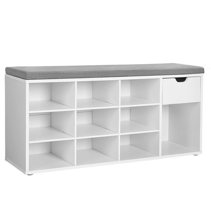 Meuble à Chaussures - VASAGLE - LHS24WT - Bois - Blanc - 104 x 30 x 48 cm - Tiroir - Scandinave - Moderne