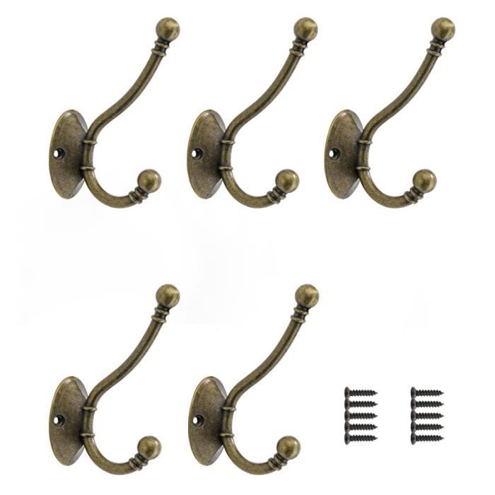 5 PiècesPatère Porte Manteau Murale Vintage Crochet Métal De Porte Chapeau Crochet Rétro Contient des Vis