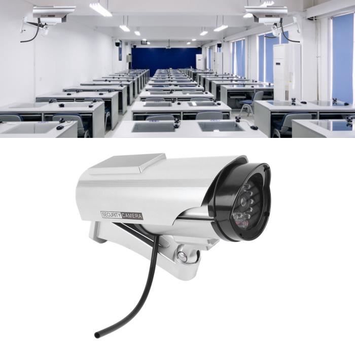 YMPA Caméra Factice Solaire UEK-SOLD – Dissuasion Efficace Avec LED Clignotante – Intérieur Extérieur – Noir/Argent