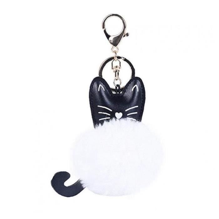 SA02636Boule Fluffy chat de bande dessinée Keychain Porteclés animaux