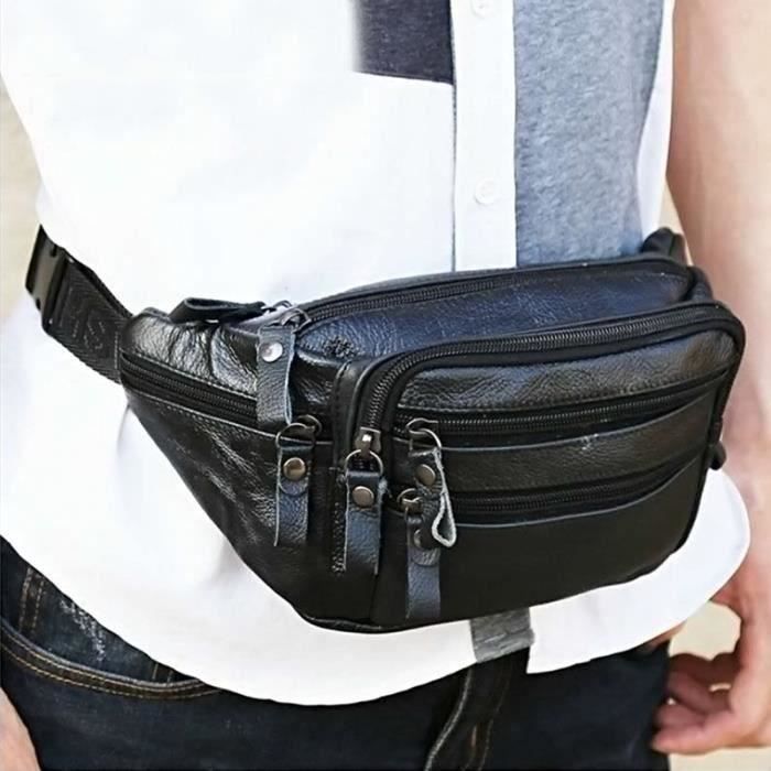 Sac de taille banane en cuir pour homme noir - Cdiscount Bagagerie - Maroquinerie