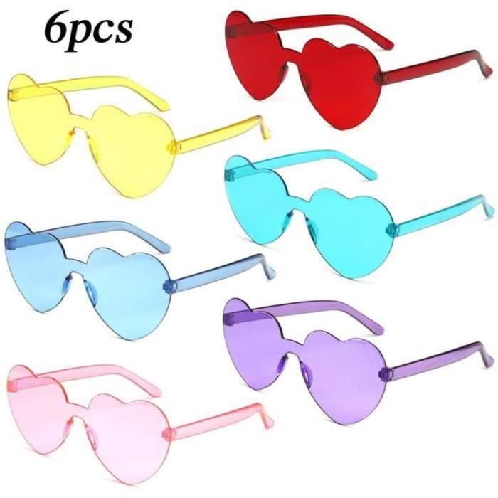 Lunette Flamme FANXIYA 12 Pack Lunettes De Soleil Coeur, Lunette Sans Monture Femme, Lunettes Rose Evjf Pour Festival Accessoire, Heart Sunglasses Pour Disco, Photobooth& Anniversaire Lunette Festival