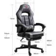BIGZZIA® Chaise de bureau GAMING fauteuil ergonomique avec coussins, siège style racing racer gamer chair, gris&noir-1
