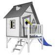 Maison Enfant avec Toboggan AXI Cabin XL en bois gris & blanc-1