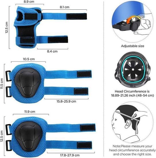 Casque de vélo avec équipement de protection sportif, genouillères, coudières, protège-poignets pour tout-petits de 2 à 14 ans, garçons et filles - Casque de vélo, skateboard, scooter, patinage à