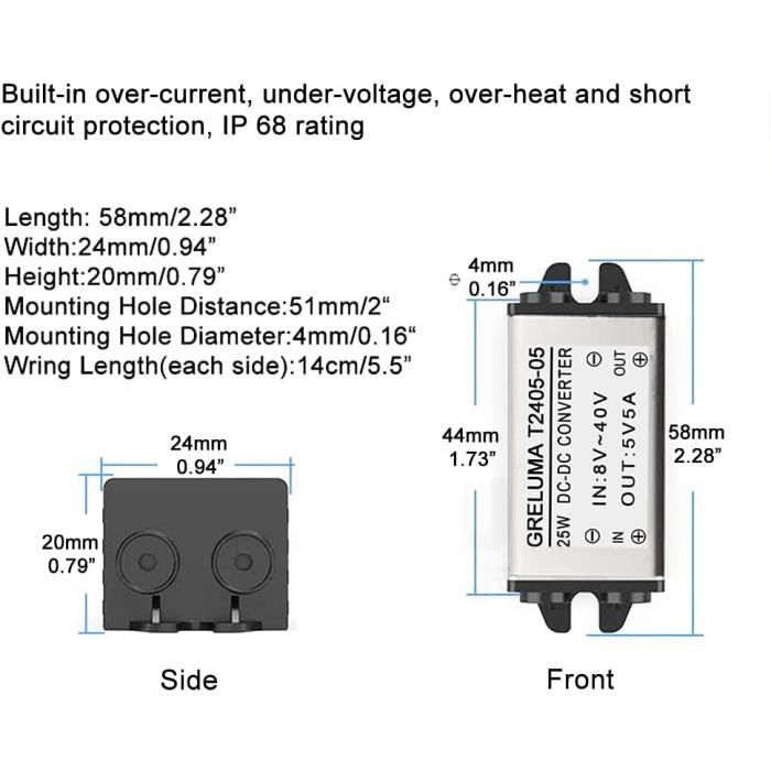 Alimentation Arduino LDTR-WG0200 24V / 12V à 5V 5A module d'alimentation  abaisseur convertisseur de puissance tension - 261796 Noir - Cdiscount  Informatique