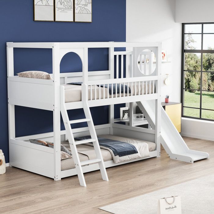 Lit Superposé Enfant 90x200 Cm Avec Rangement Et Escalier | Mezzanine 2 Places | Bois Pin | Blanc | Sans Matelas - 6