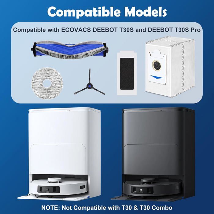 Accessoires de Rechange T30S Compatibles avec ECOVACS DEEBOT T30S / T30S PRO Robot Aspirateur, 1 Brosse Principale, 4 Filtres - Electroménager Accessoires de Rechange T30S Compatibles avec ECOVACS DEEBOT T30S / T30S PRO Robot Aspirateur, 1 Brosse Principale, 4 Filtres - Electroménager