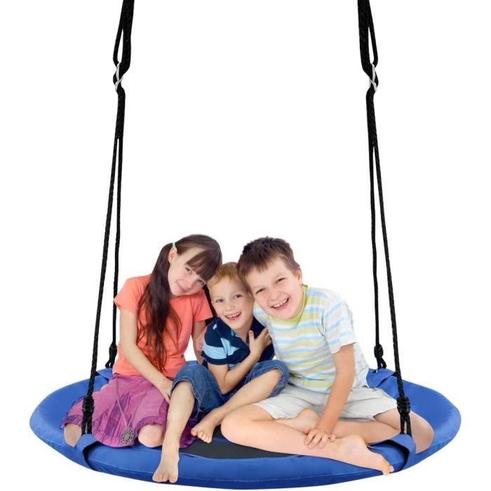 Balançoire Tente Igloo Bleu – Structure Trépied, Porte Et Fenêtre, Pour 2 Enfants, 100 Kg Max