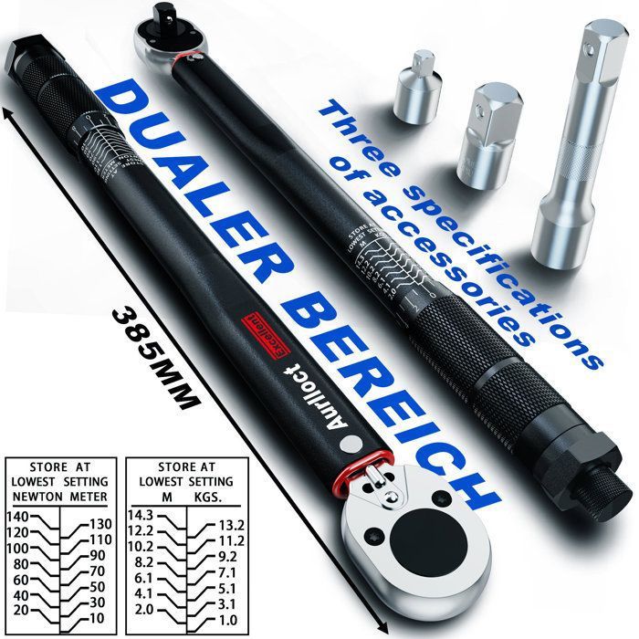 Clé à Rayons Dynamométrique BGS 8511 - 3-15 Nm - 10 Têtes Interchangeables - Pour Vélos, Roues