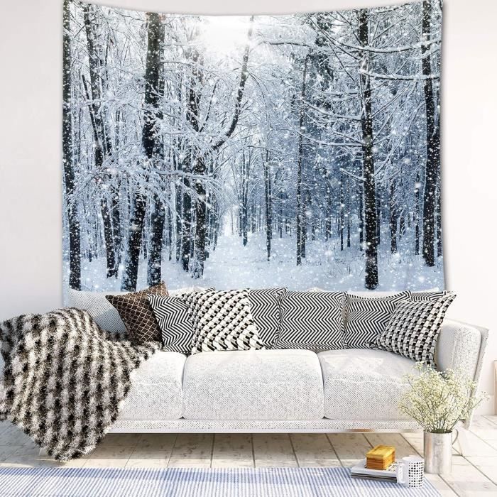 Rs, Flocon De Neige Blanc Couverture Murales Paysage D'Hiver Tapisseries Decoration Murales Pour Maison Salon Chambre Dortoir[H696] - Maison