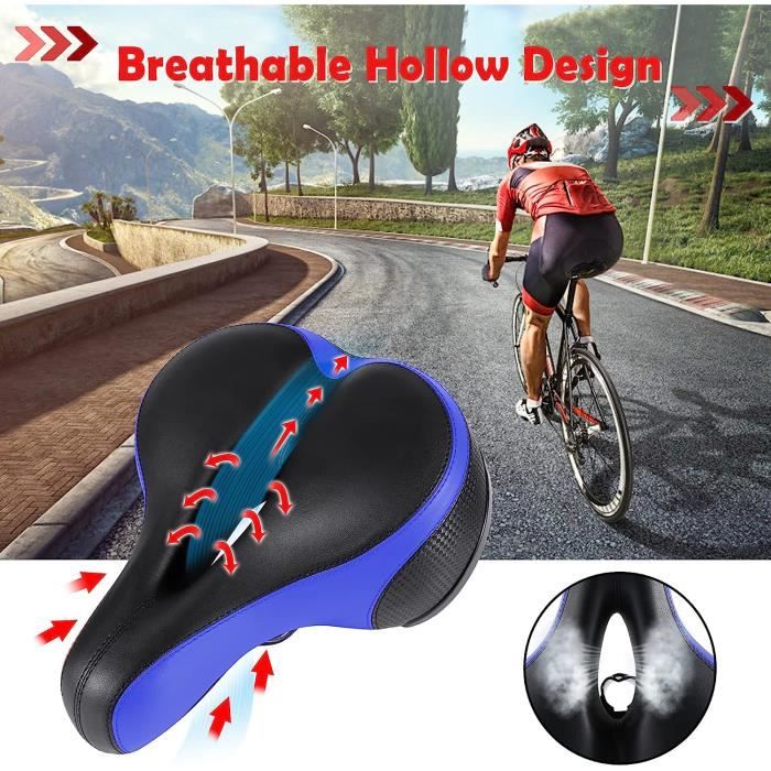 Selle Vélo Confort Plus Grande 26 21cm, Antichoc Selle VTT à Design Creux  Respirant, Siège de Vélo avec Bande Réfléchissante, Imperméable Selle Gel  pour Bicyclette Universelle