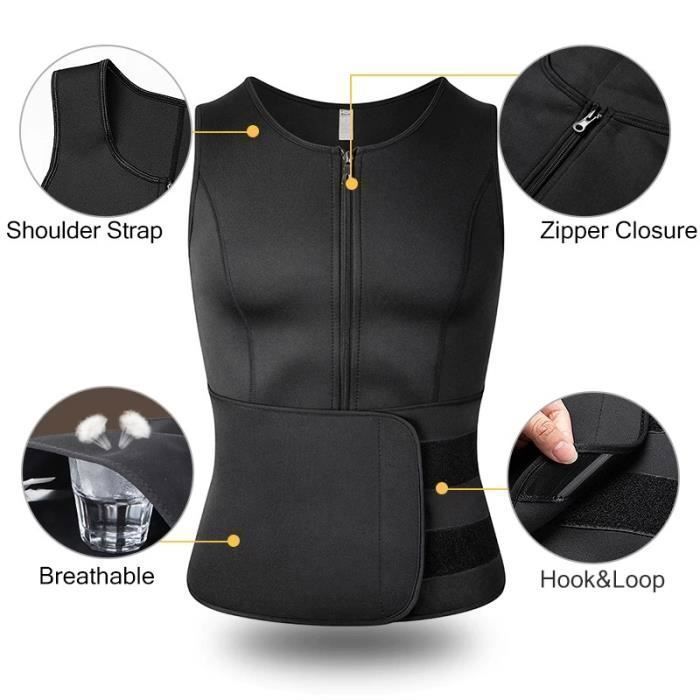 Gilet De Sudation Néoprène Homme – Minceur, Sauna, Soutien Abdominal, Débardeur Fitness Pour Sport Et Amincissement